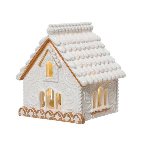 Vánoční dekorace perníkový domeček s LED osvětlením, 19,5x17,5x21 cm
