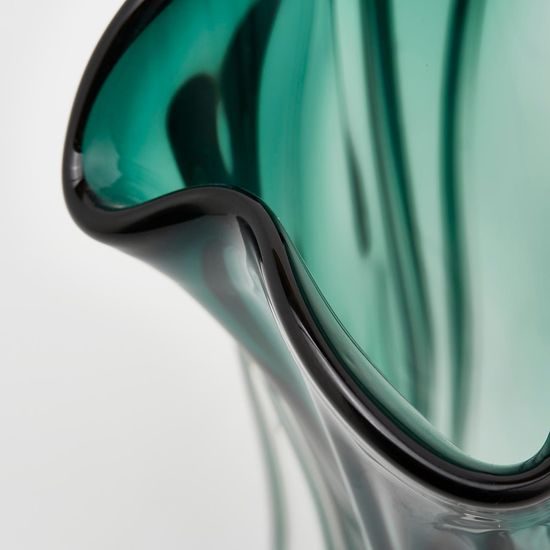 Skleněná váza Drappo zelená, 27x22 cm