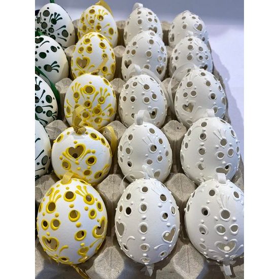 Ručně malované velikonoční vejce děravé na zavěšení, 1ks