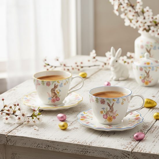 Veľkonočná sada šálok s podšálkami 2 ks Tres Jolie 120 ml, Easy Life