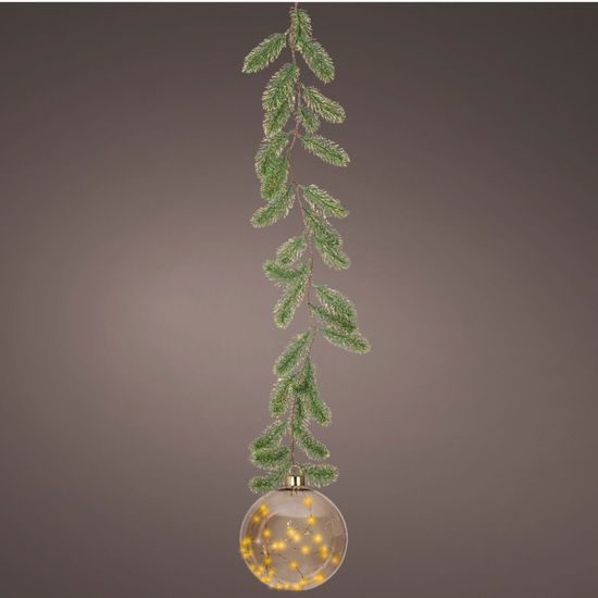 Vianočná závesná guľa s LED svetlami a vetvičkami, 20 cm