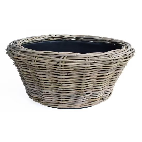 Ratanový obal na květináč Drypot s plastovou výplní šedý, 44x33 cm