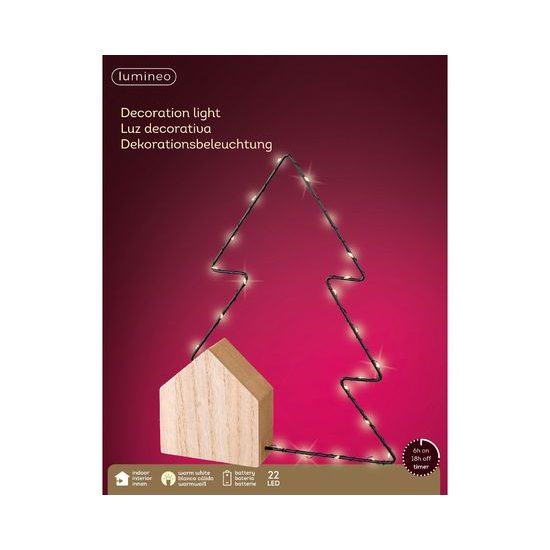 Vianočná dekorácia domček so stromom s LED osvetlením, 4,2x23x30 cm