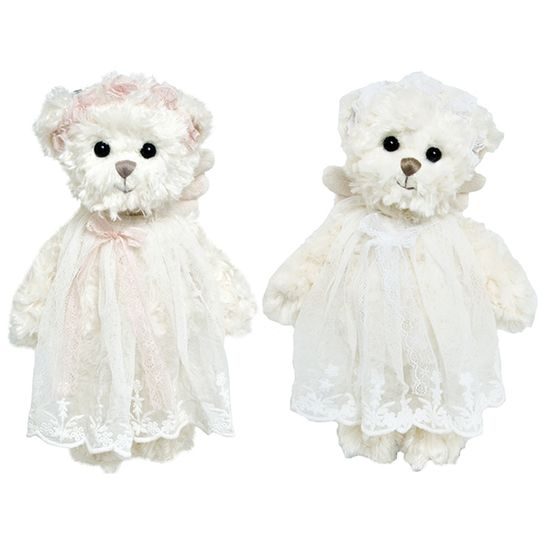Plyšový medvedík Baby Hailey Angel biely / ružový 1ks, 15 cm