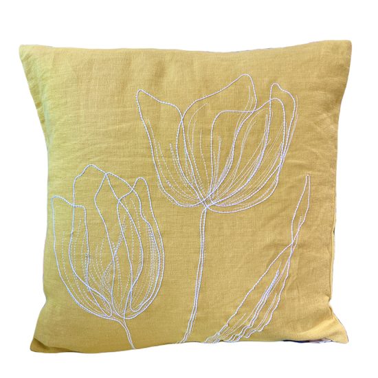 Potah na polštář Darwin žlutý s výšivkou 40x40cm, Sander