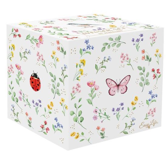 Porcelánový hrnek se sítkem a pokličkou na čaj Fancy Garden 450ml, Easy Life