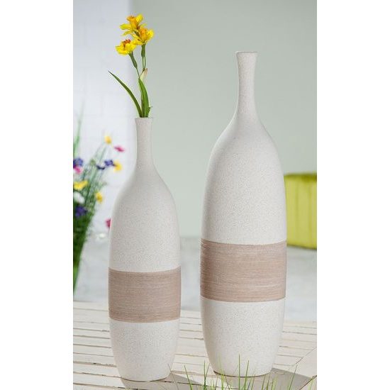 Keramická váza Olbia krémovo-hnědá, 50x13,5 cm