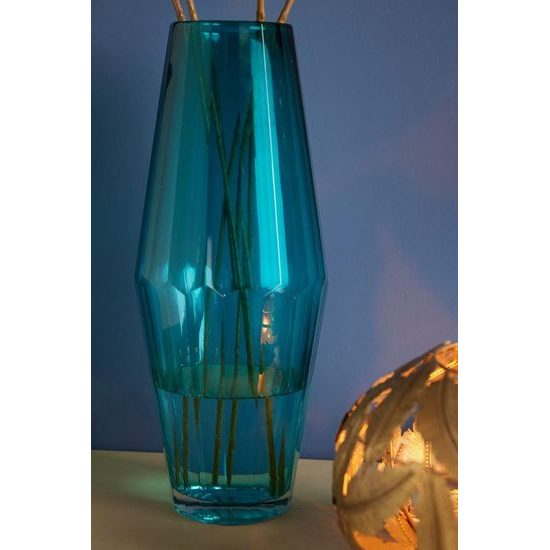 Skleněná váza Cutty modrá, 41x16 cm