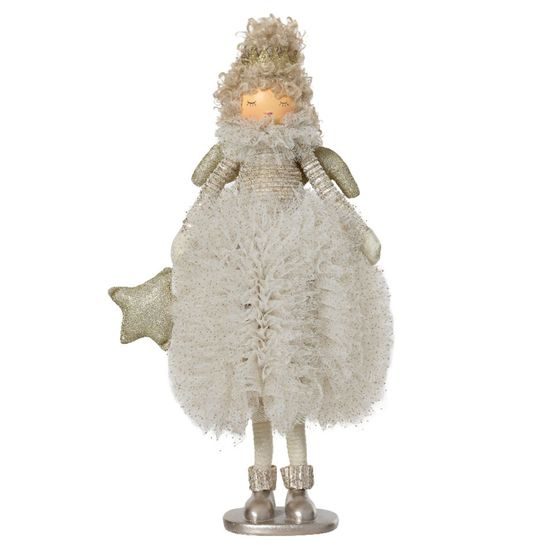 Vianočná dekorácia anjel Bella champagne, 22x18x43 cm