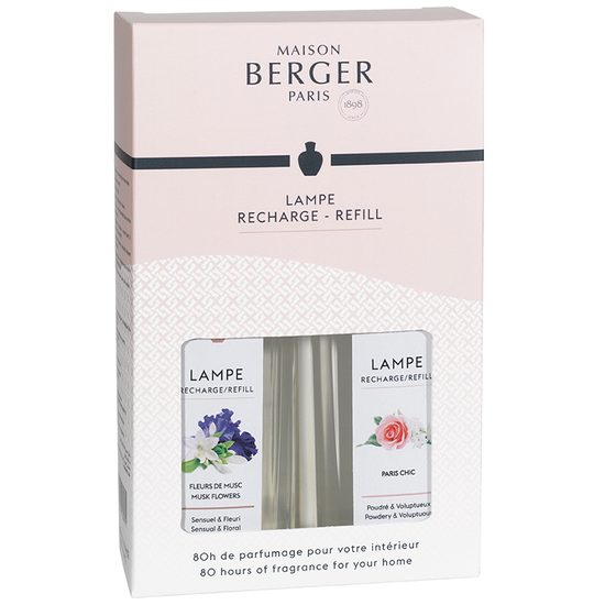 Maison Berger Paris - Sada náplní do katalytickej lampy: Kvety pižma + Paris Chic, 2x250 ml