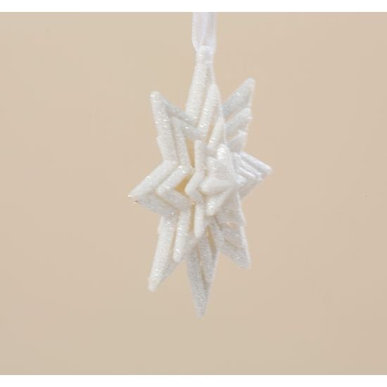 Vianočná ozdoba hviezda biela, 9x10 cm