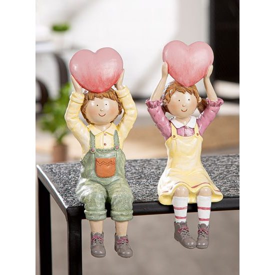 Dekorace figurka dítěte se srdcem Hanna & Holger 1ks, 7x7x23 cm