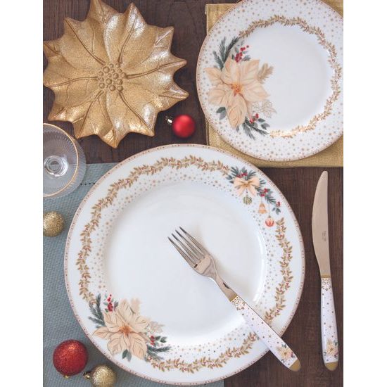 Vánoční sada 2 skleněných talířů vánoční hvězda White Elegance 18-21cm, Easy Life