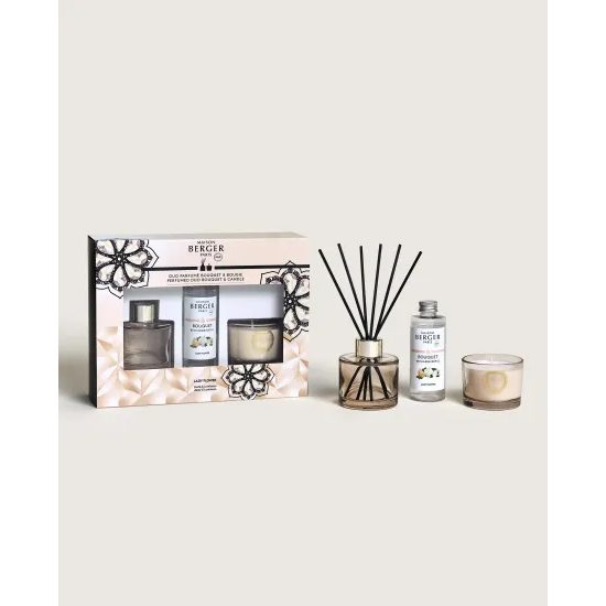 Maison Berger Paris - Dárková sada Eternity - aroma difuzér s náplní 80 ml + svíčka 80 g, Lady Flower