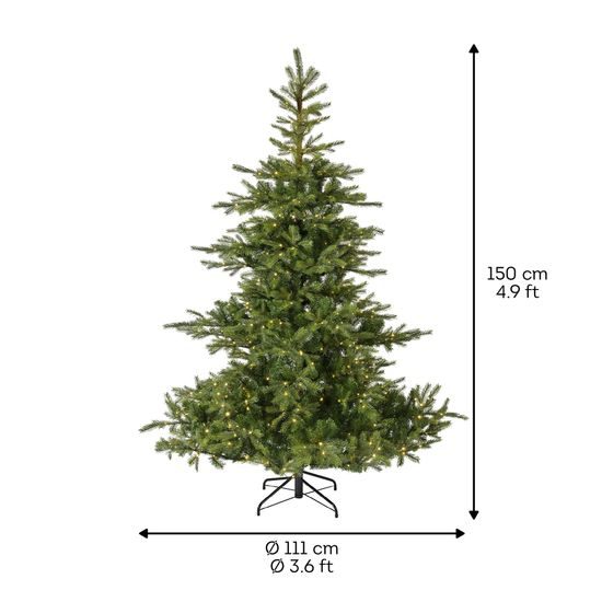Vánoční umělý strom jedle 250 LED s kovovým stojanem, 111x150 cm
