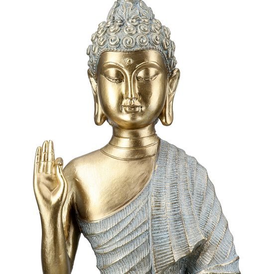 Dekorace figura Buddha sedící zlato-šedá, 8x16x24,5 cm