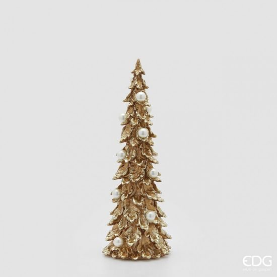 Vianočná dekorácia stromček zlatý s perlami, 48x18 cm