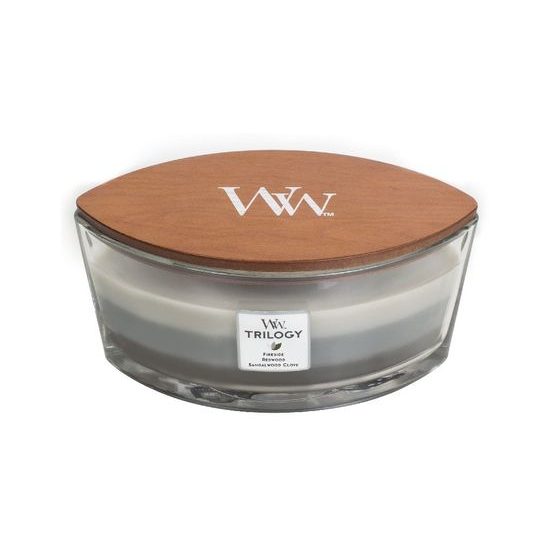 WoodWick - Trilogy Warm Woods svíčka loď, 453.6 g