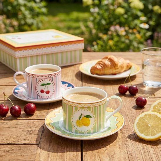 Porcelánový šálek s podšálkem 2ks 240ml Fruit Mania, Easy Life
