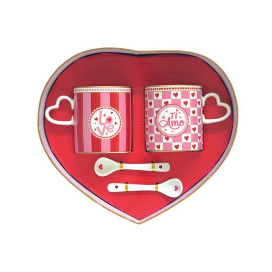 Porcelánová sada dvou hrnků se lžičkami Cuoricini 320 ml, Easy Life