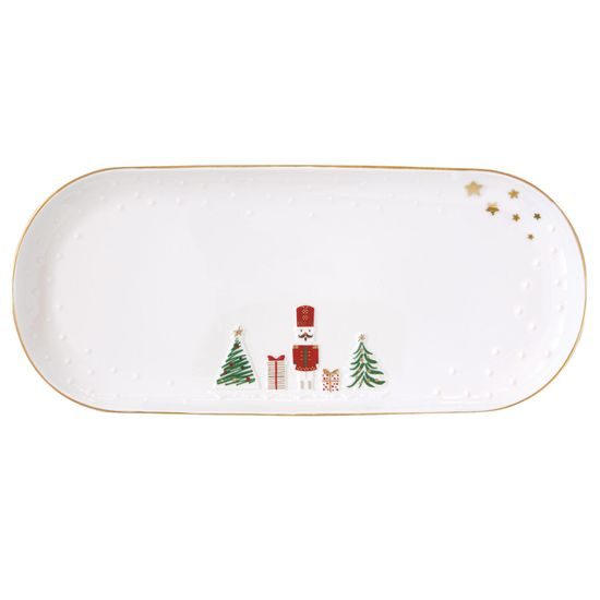 Vianočný porcelánový podnos na cukrovinky Let it Snow 34x15 cm, Easy Life
