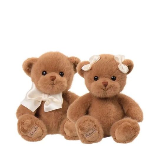 Plyšový medvídek Best Friend s mašlí na krku hnědý, 18 cm