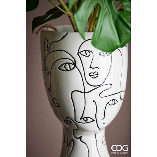 Keramická váza Facestyle bielo-čierna, 21x11 cm