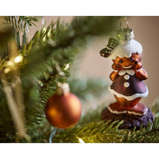 Vianočná sklenená ozdoba perníkový panáčik 1ks, 4,5x3,6x8,1 cm