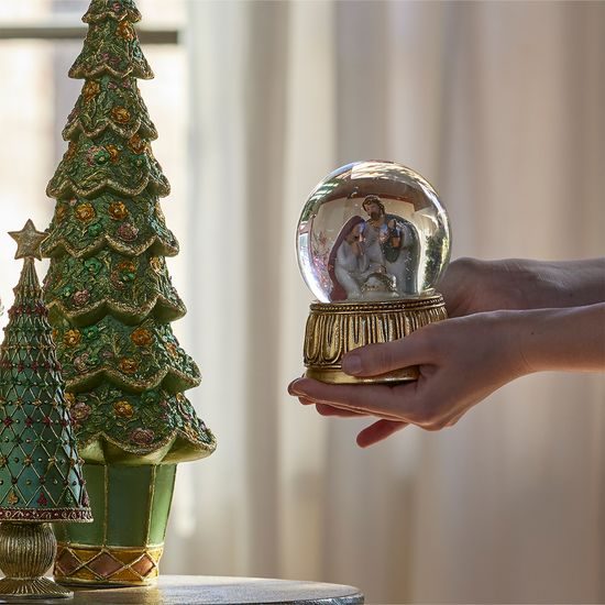 Vánoční dekorace sněžítko svatá rodina 1ks, 14,5x10 cm