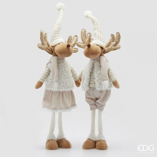 Vianočná dekorácia figúrka soba Renna bielo-béžová 1ks, 80cm