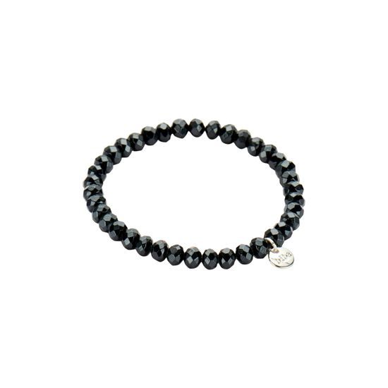 Náramok so sklenenými kryštálmi čierny 3-6mm 1ks, 18 cm