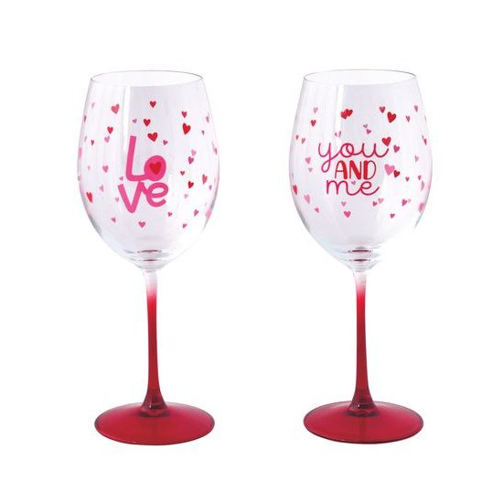 Sada zdobených sklenic na víno 2ks Cuoricini 500ml, Easy Life