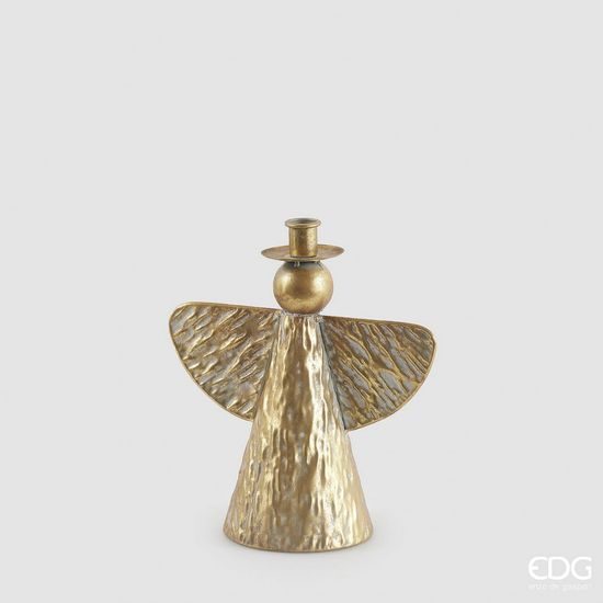 Vánoční kovový svícen/dekorace anděl zlatý, 25,5x23x12,5 cm