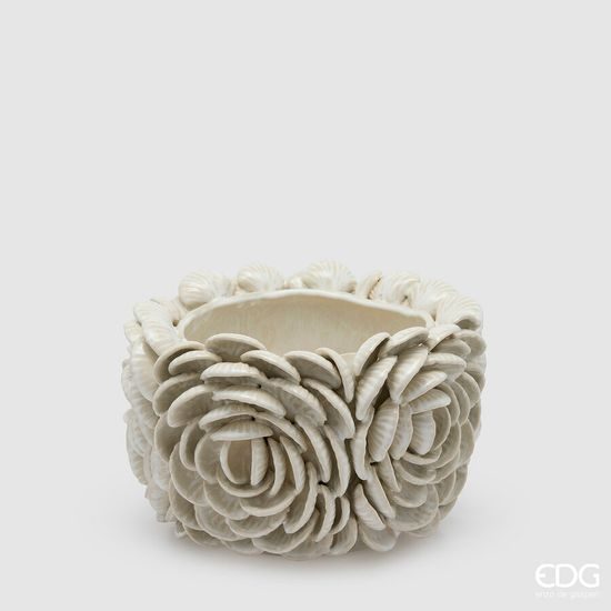 Keramická váza Chakra Conchiglie mušle krémová, 18x25,5 cm