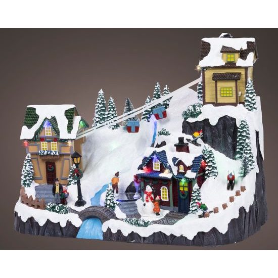 Vianočná dekorácia hracia zjazdovka s LED osvetlením, 25x42x31,5 cm