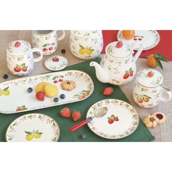 Porcelánová sada talířů 2ks Fancy Fruit jahoda/pomeranč 16 cm, Easy Life