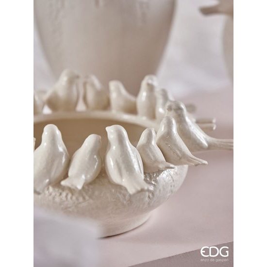 Keramická váza s holubičkami Dove krémová, 15x38 cm