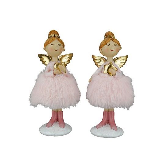 Vánoční dekorace anděl s růžovou sukní Cosy 1ks, 13,5x7x5 cm