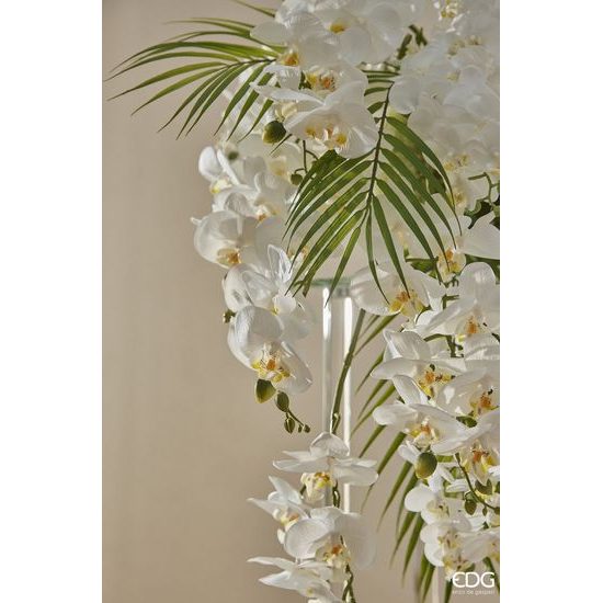 Umelá kvetina vetvička orchidea biela, 58 cm