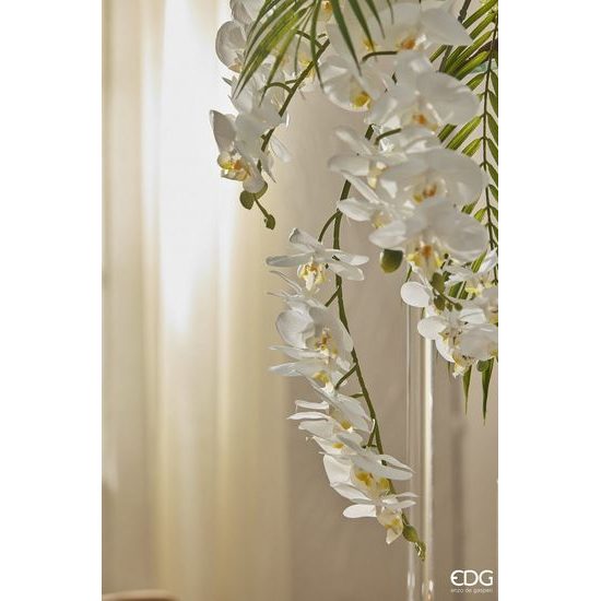 Umelá kvetina vetvička orchidea biela, 58 cm