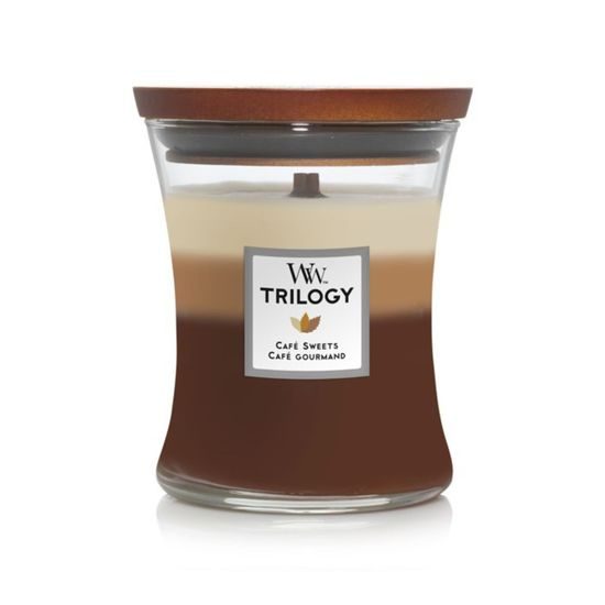 Woodwick Trilogy Café Sweets sviečka, váza stredná 275 g