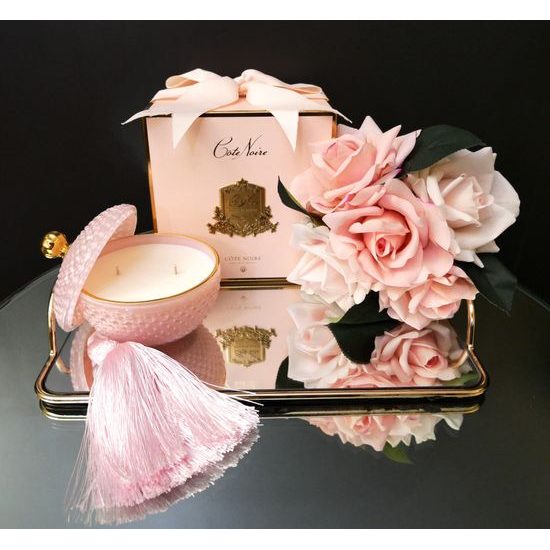 Côte Noire - Round Art Deco sviečka Pink & Gold, Ružové šampanské