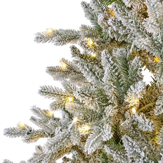 Vánoční umělý zasněžený strom borovice Allison 320 LED, 112x180 cm