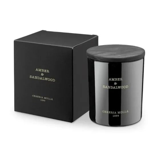 Cereria Mollá - Vonná sviečka Amber & Sandalwood čierna, 230 g