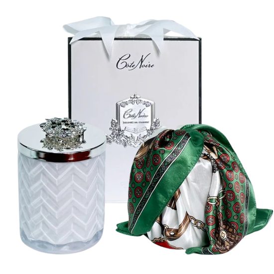 Côte Noire - Herringbone sviečka Black & Silver so šatkou, Belle Epoque