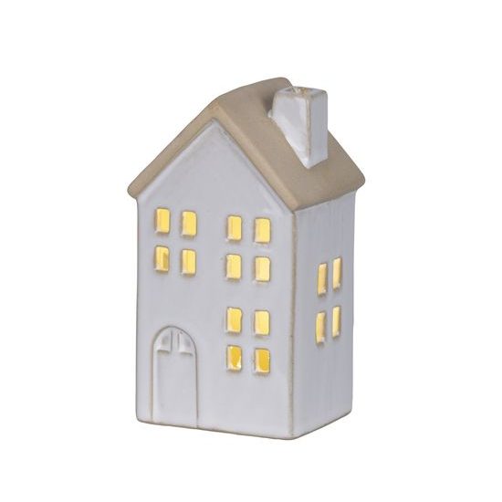 Keramická dekorace domeček s LED osvětlením, 6,2x7,4x12,7cm