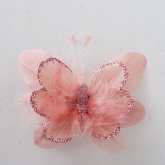 Motýl na klipu Siska růžový 2ks, 15cm