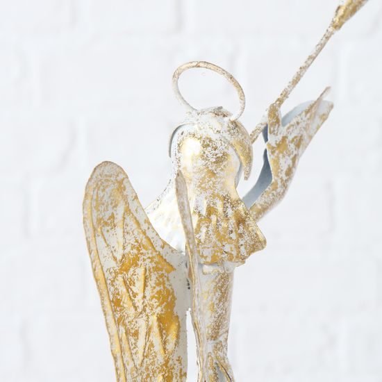Anděl Eliza zlatý s kamínky na sukni, 45cm