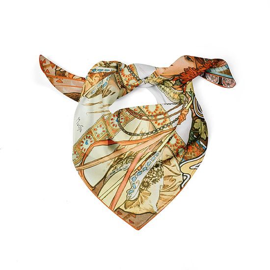 Hedvábný šátek Autumn, Alfons Mucha