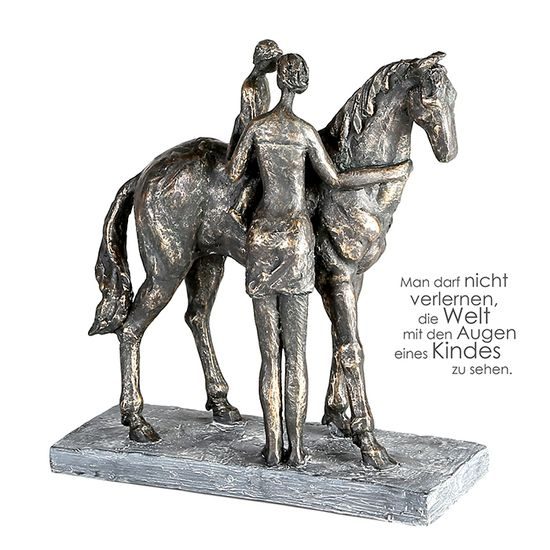 Dekorácia soška chlapca s ženou na koni, 9x24x25 cm